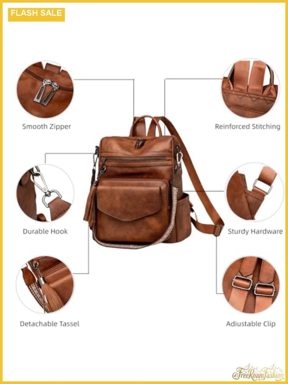 Women's Vegan Leather Fashion Backpack Purse with Wallet, Travel Convertible